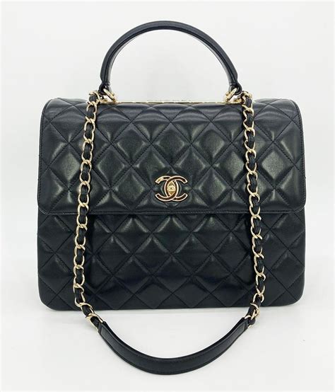 chanel trendy cc top handle leather handbag